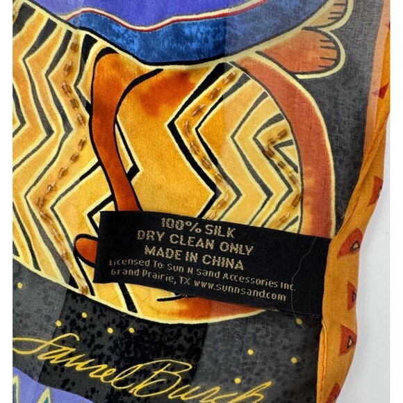 Laurel Burch "Feline Family Portrait" 100% Silk Scarf Vibrant Multicolor Cat Des - Picture 4 of 14